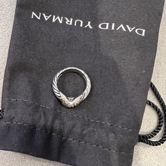 David Yurman X ring with diamonds - Picture 2 of 3